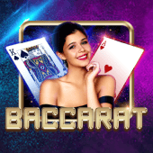 Baccarat B artwork with a baccarat shoe and cards