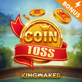 Coin Toss artwork with a flipping peso coin
