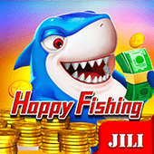 Happy Fishing artwork with a cartoon angler fish