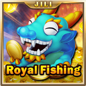 Royal Fishing artwork with a royal crest and nets